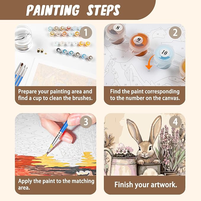 XTCIXAL Paint by Numbers Kit for Adults, Rabbit, 16X20 Inch | DIY Paint by Number for Adults Beginner, High-Definition Color Canvas, Stress Relief, Home Wall Decor, Gifts, Unframed