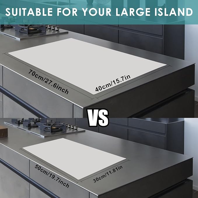 Extra Large Silicone Table Mat, Food-Grade Silicone Mat for Crafts Kids Placemat Desk Countertop Waterproof Protector Heat Insulation Kitchen Pastry Rolling Dough Pad, 27.6 x 15.7'' Light Gray, 1 Pack