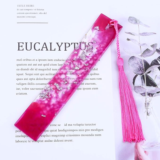 Caffox Bookmark Mold Kit with 100pcs Tassels and 10pcs Silicone Molds for Epoxy Resin Casting