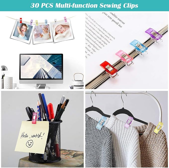 Doukey Large Sewing Clips Fabric Clips 50PCS Jumbo Quilt Clips for Quilting Assorted Colors, Multipurpose Craft Sewing Supplies Quilting Accessories Crafting Tools