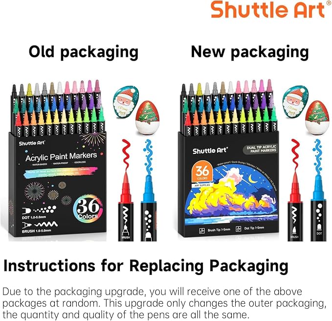 Shuttle Art 36 Colors Brush & Dot Tip Acrylic Paint Markers