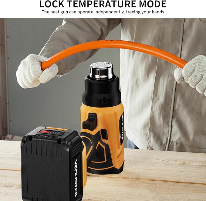 Cordless Heat Gun 122℉–1022℉ for Shrink Tubing Vinyl Wrap