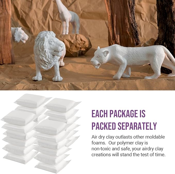 CALPALMY Air Dry Clay (8.5oz), Bulk 24-Pack White Moldable Foam Clay, Airdry Soft Clay for Kids Gifts Partty and School Project Supplies, Perfect for Crafts Cosplay Sculpting and Artistic Projects