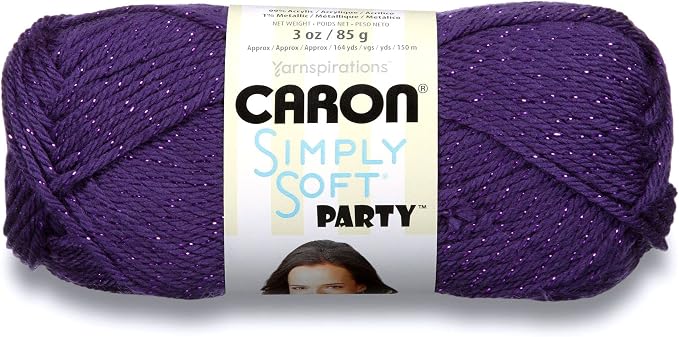 Caron Simply Soft Party Acrylic Yarn for Crocheting Soft, Purple, 3-Pack