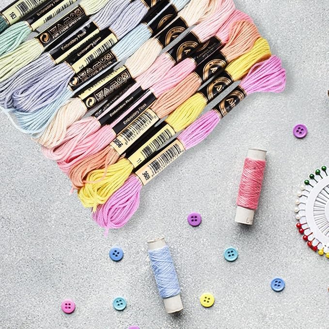 12 Skeins 6 Ply Candy Color Embroidery Floss for Hand Sewing