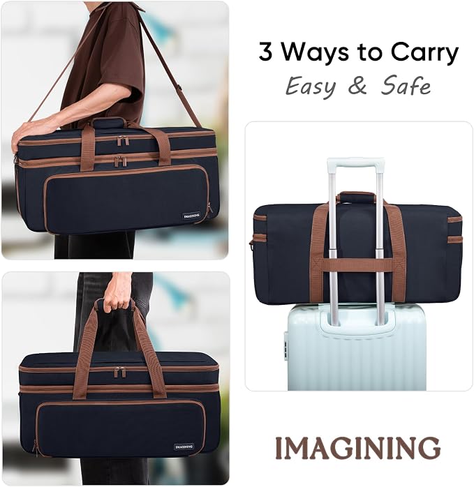 Double Layer Carrying Case with Cutting Mat Pocket & Accessories Storage