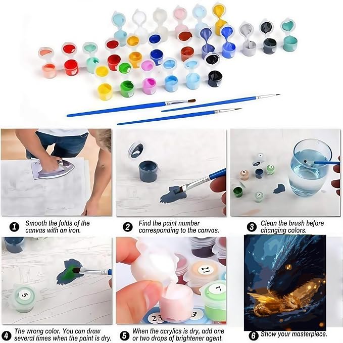 BYGFHLYW Animal Dragon Paint by Numbers Kit for Adults Beginners 16x20In | Easy Adult Paint by Number Kits On Canvas, DIY Acrylic Oil Painting Kits for Home Wall Decor