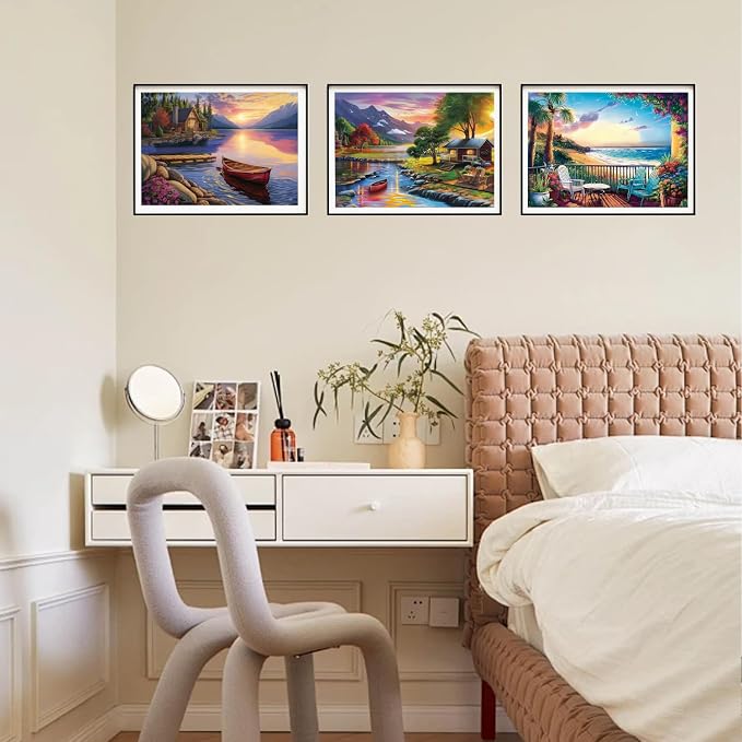 DOZEEZOP 6-Pack Diamond Art Kit for Adults, 5D Diamond Painting 16x12 Inch | Landscape pictures, Full Round Drills, Home Wall & Shelf Decor, Beginner-Friendly DIY Craft, Stress Relief, All-Occasion Gift