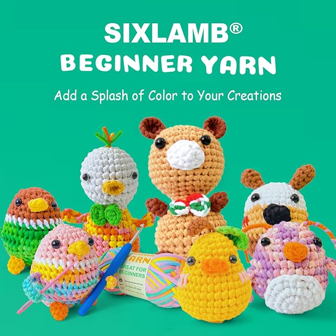 3 * 50g/1.76oz Yarn for Crocheting and Knitting, 3 * 60yds Beginner Yarn with Easy-to-See Stitches; Worsted-Weight Medium #4;Amigurumi-Friendly Crochet Kit(Water Melon+Coffee+Sunflower)