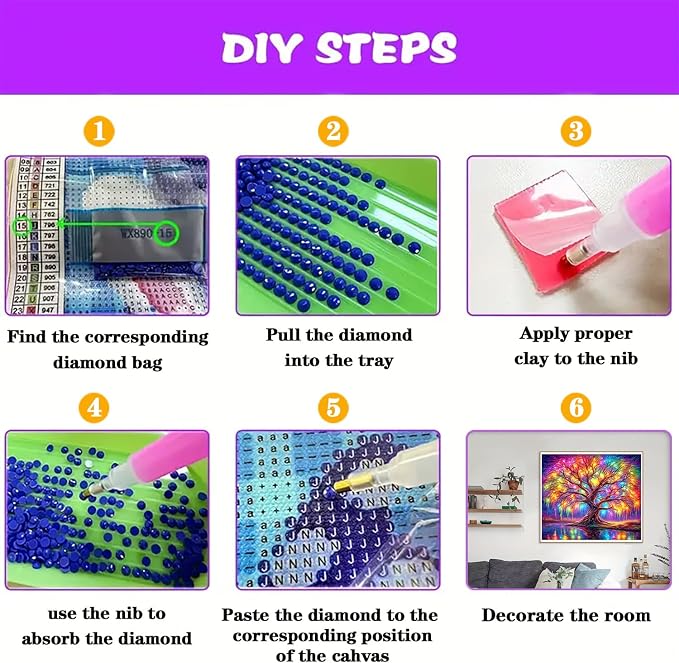 DIYCYCY Tree of Life Diamond Painting Kits for Adults Beginners 13.8x13.8in | Full Drill Diamond Art Kits,Round 5D DIY Diamond Dots Paintings, Diamonds Pictures Gem Art and Crafts Home Wall Decor