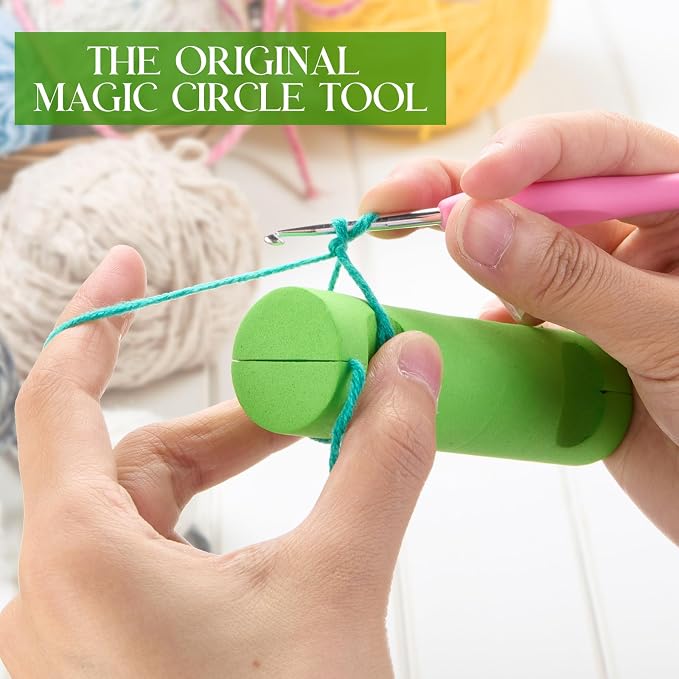 Threlaco 1 Pcs Crochet Tool 4" Beginner Crochet Tool, Green | Learn How to Make Circle Stitch and Guide Knitting Holder Accessories for All Yarn Sizes Beginners Mother Birthday Gifts