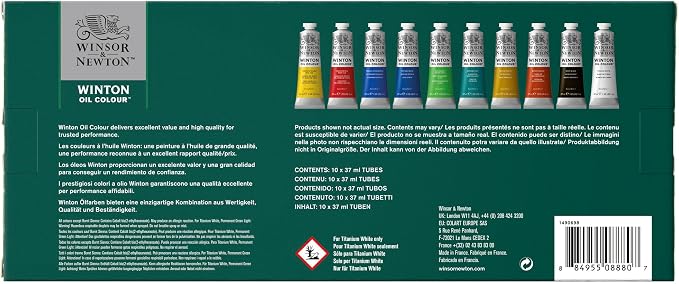 Winsor & Newton Winton Oil Color Paint, Starter Set, 10 x 37ml Tubes, 1.25 Fl Oz (Pack of 10)