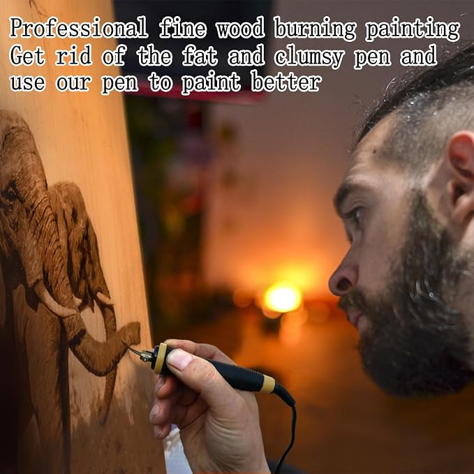 FIRElood Wood Burning Tool,Wood Burning kit Pen 25~750℃,Professional Wood Burning kit,with Digital Thermometer Temperature Adjustable Temperature,1 Wood Burning pens, 30 Wood Burning Pen Tips