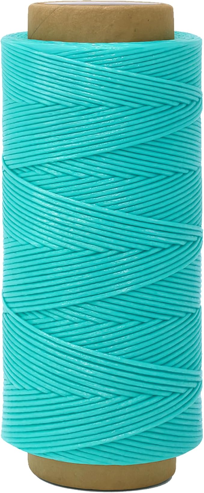 Mandala Crafts 210D 1mm Aquamarine Flat Waxed Thread for Leather Sewing