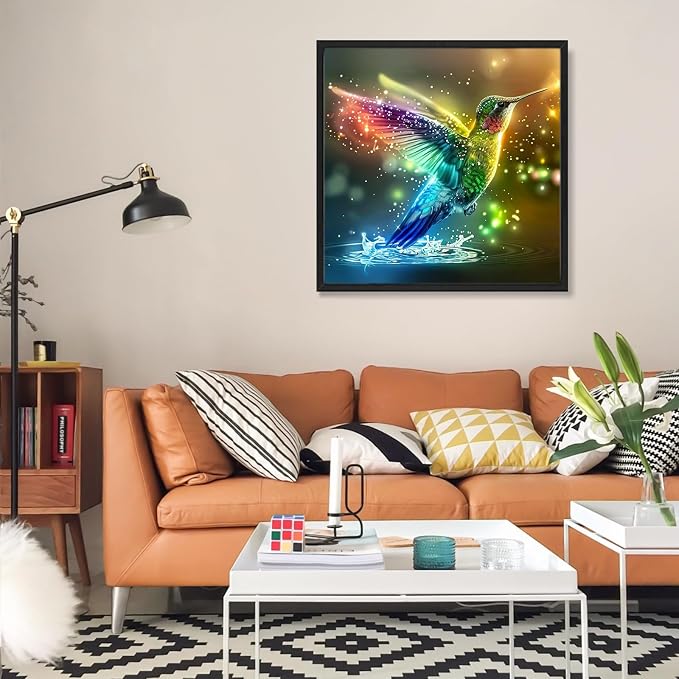 Diamond Art Kits for Adults, Hummingbird DIY Diamond Painting for Beginners | 14x14 Inch, Full Drill Round Dots, Hummingbirds 5D Gem Art Craft Kits, Home Wall Decor, Stress Relief Relaxing Hobby Gift
