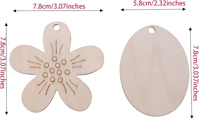 60PCS Unfinished Wood Animal Cutouts with Sling Hole