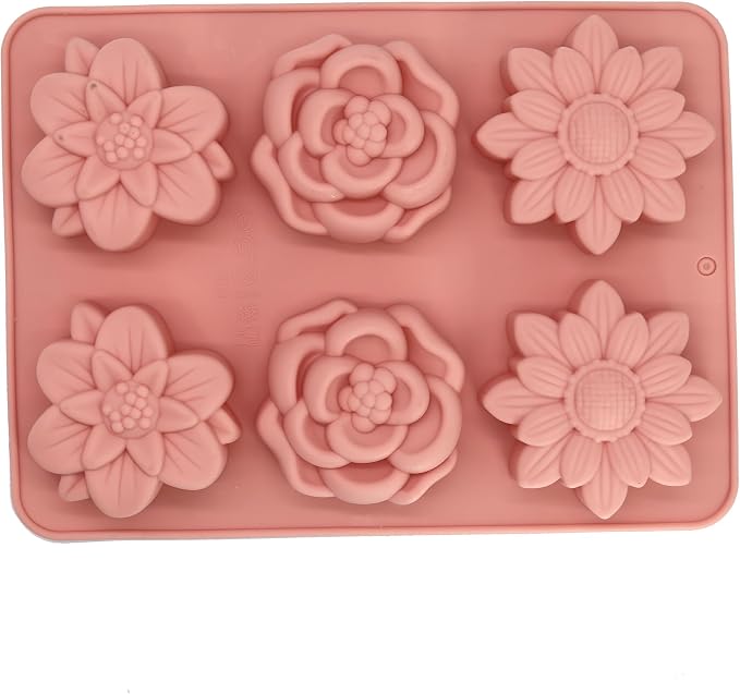 X-Haibei Elegant Flowers Soap Silicone Mold Jello Lotion Bar Cold Process Making Supplies 2oz, Dia. 2.5inch