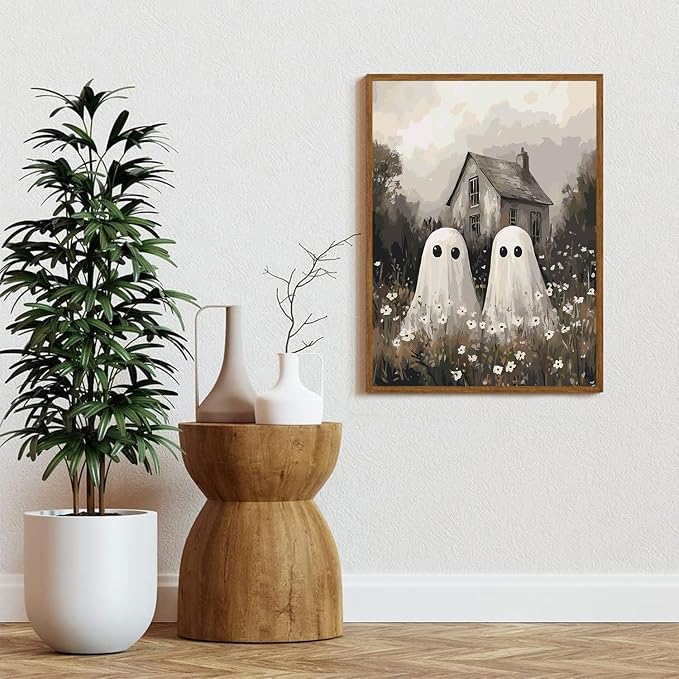 Gearock Halloween Ghost Paint by Numbers Kit for Adults, 16x20 Inch | Beginners Easy Acrylic Painting Kits for Holiday Room Bedroom Living Room Bathroom Wall Decor