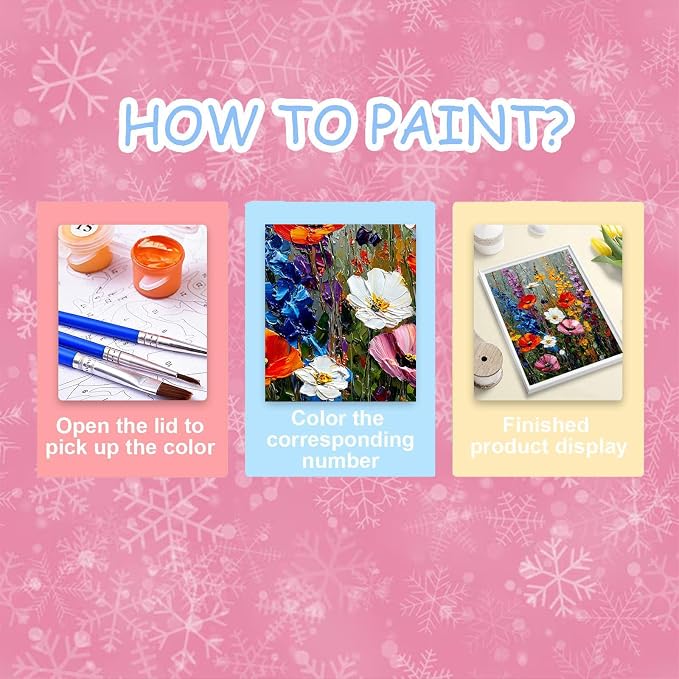 HITO Wildflowers Paint by Numbers Kit for Adults 16x20 Inch Frameless | Flowers Paint by Numbers for Adults Beginner, Wildflowers Paint by Numbers for Gift Home Wall Decor
