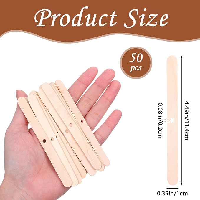 50 Pc Wooden Wick Holder,Adjustable Candle Wick Centering Tool & Stabilizer | for Candle Making Supplies, DIY Candlemaking Tools, and Accessories
