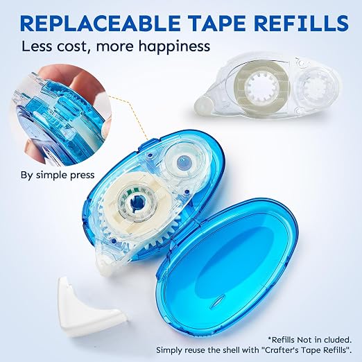 TMOL 4 Pack Scrapbook Tape, 26 Ft x 0.31 in Double Sided Tape Roller, Permanent Adhesive Tape Dispenser Runner, Photo-Safe Glue Tape Roller for Scrapbooking, Crafts and Arts Projects, Smooth & Clean