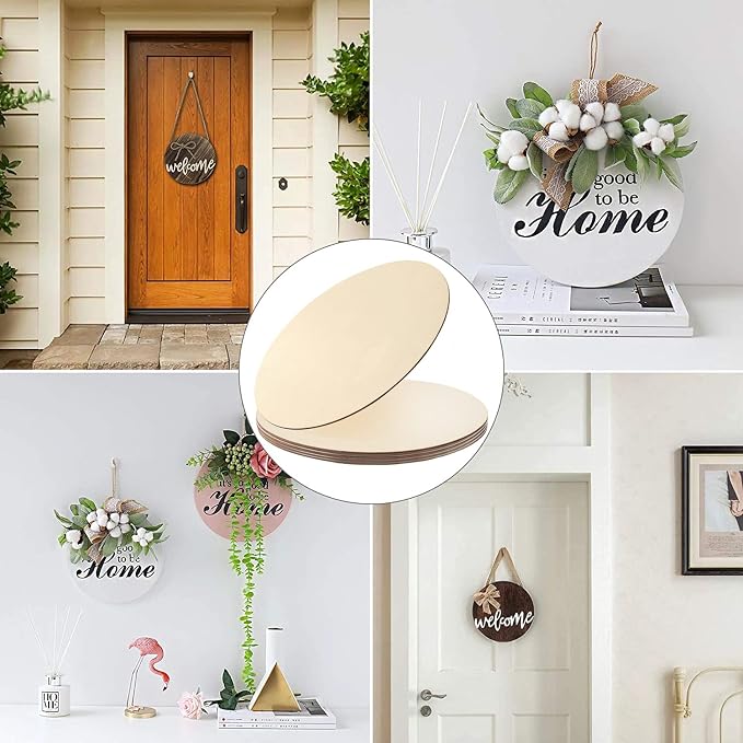 5Pcs 14 Inch Wood Circles for Crafts, Unfinished Blank Wooden Rounds Slice Wooden Cutouts for DIY Crafts, Door Hanger,Wood Buring, Painting