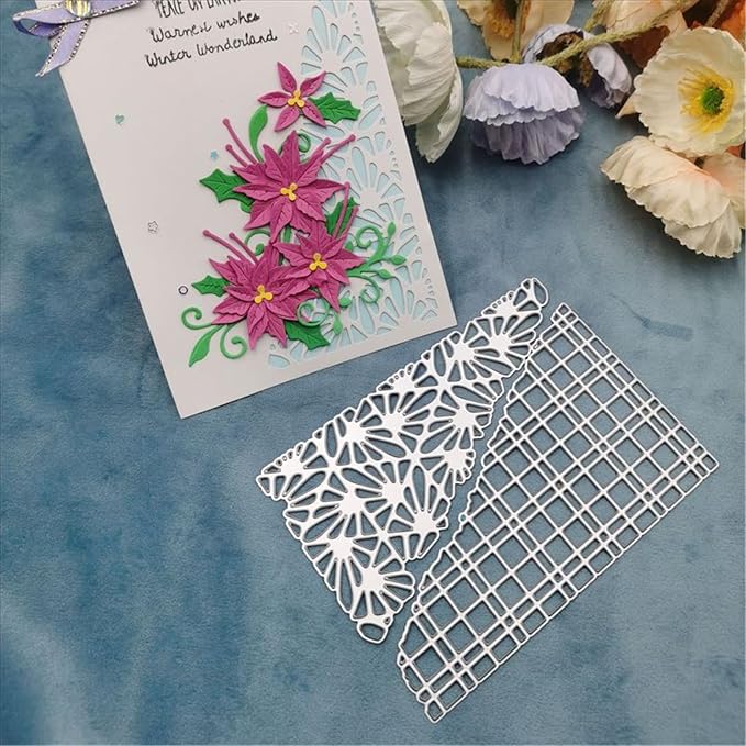 Cutting Dies 3D Background Frame Metal Stencils Scrapbooking Tools DIY Craft Carbon Steel Embossing Template for Paper Card Making Album Arts Supplies (Frame 4-Back Border 10x13.4cm)