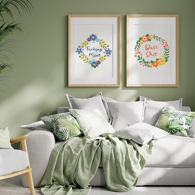 Louise Maelys Funny Flower Wreath Embroidery Kit for Beginners and Adults | DIY Needlepoint Kit with Pre-Printed Fabric, Hoop, Threads, Needles and Guide. Cross Stitch Kits for Floral Crafts
