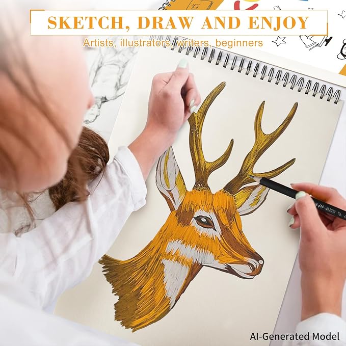 DagouColor Drawing Paper for Kids, 9"x12" Sketch Book - White, 1 Pack
