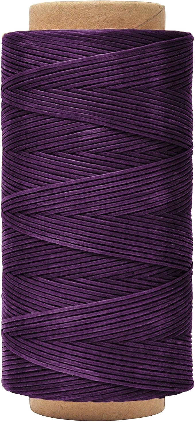 Mandala Crafts 210D 1mm Purple Flat Waxed Thread for Leather Sewing