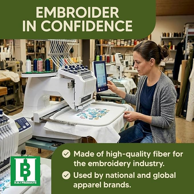 HBI Tear Away Embroidery Stabilizer Roll, 1.8 oz Medium, 20 in x 25 yd | 1.8 oz tearaway backing, machine and hand embroidery, tears clean, fits all hoops and machines, white, made in USA