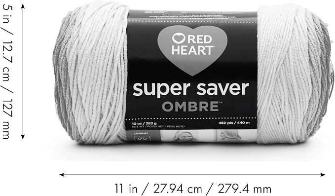 Red Heart Super Saver Ombre Yarn for Crocheting, Lime, 2-Pack | #4 Medium Worsted Weight 100% Acrylic Ombre Yarn for Blankets, Scarves, Hats, and Sweaters, 482 yards, 283g/10oz