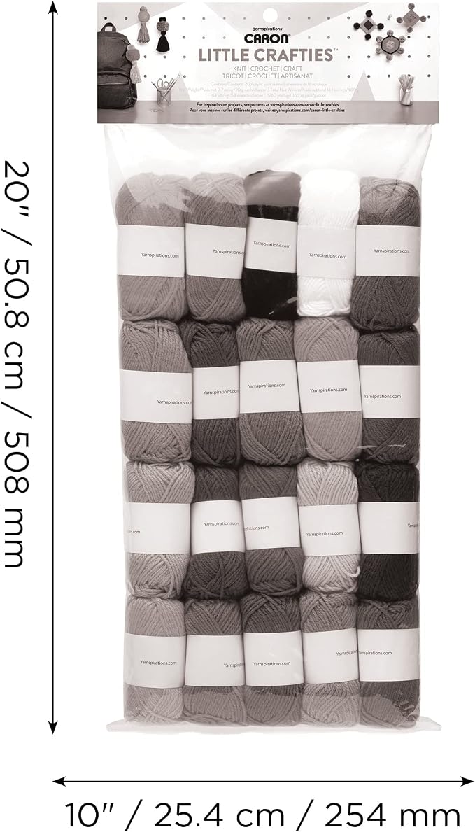 Caron® Little Crafties™ 20 Assorted Acrylic Yarn Skeins 63yd Each for Knitting and Crochet Projects , Multipack Starter Kit
