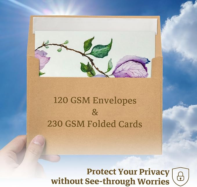 Goefun 100 Pack Brown Kraft Blank Cards and Envelopes 5x7