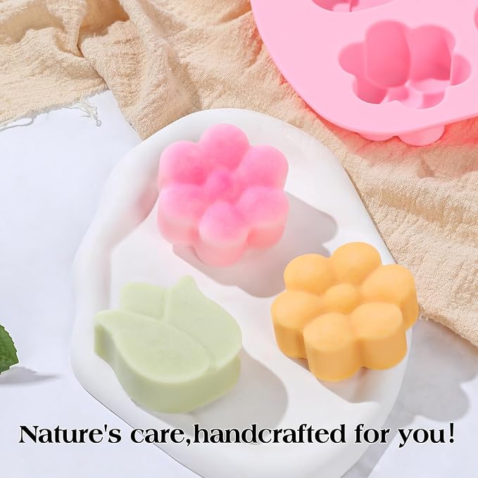 SJ Silicone Molds for Crafts, Tulip & Flower Resin Mold, 2 Pack 6 Cavity | Create Handmade Soap, Wax Melts, Resin Crafts & DIY Gifts, Flexible Material with Easy Release and Reusable Design