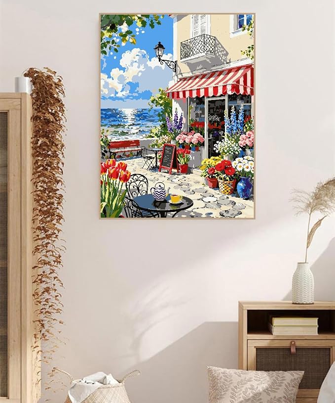 ZRIZQ Paint by Numbers Kit for Adults Beginner Landscapes,City Scape,16x20 | Full set with wooden brushes,rolled canvas,rich paints.Calming activity.Beginner friendly.Just open and paint.