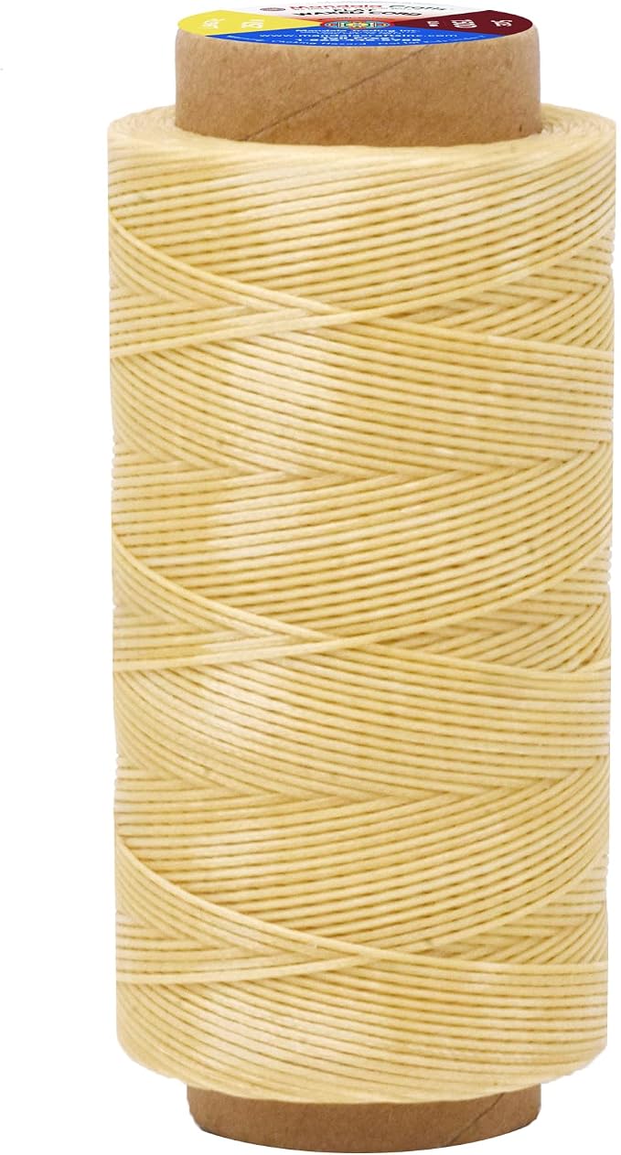 Mandala Crafts 150D 0.8mm Cream Flat Waxed Thread for Leather Sewing