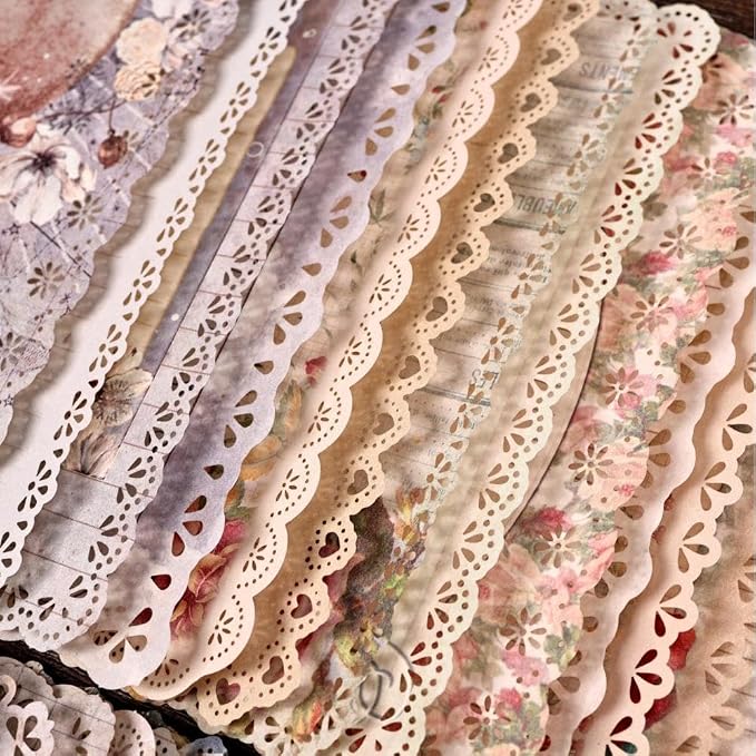 Vintage Floral Lace Edge Scrapbook Paper, 30 Sheets, 3 Pack | 4.9 x 6.9 in | Floral Background Paper | Junk Journaling | Scrapbooking | Collage | Card Making | Memory Keeping