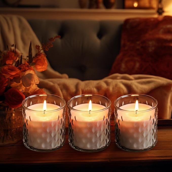20 Pack Clear Candle Jars for Making Candles 7 oz Empty Glass Candle Holders with Bamboo Lids Cylindrical Container Jars Bulk for DIY, Table Centerpiece, Wedding Party Home Decoration