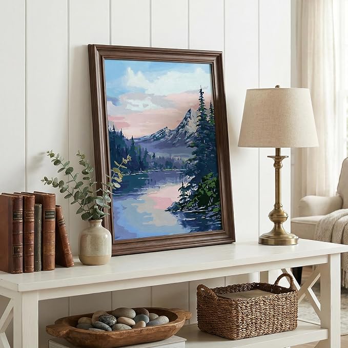 Ninonly Paint by Numbers Kit for Adults with Framed Canvas 4 Pack, Moon Night Paint by Number Arts Kits for Beginner with Wooden Easel, Acrylic Set, Brushes for Home Decor, 9 * 12 Inch