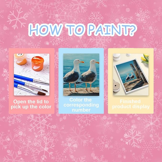 HITO Seagull Paint by Numbers Kit for Adults 16x20 Inch Frameless | Seagull Adult Paint by Number Kits on Canvas, DIY Acrylic Oil Easy Painting by Numbers for Home Wall Decor