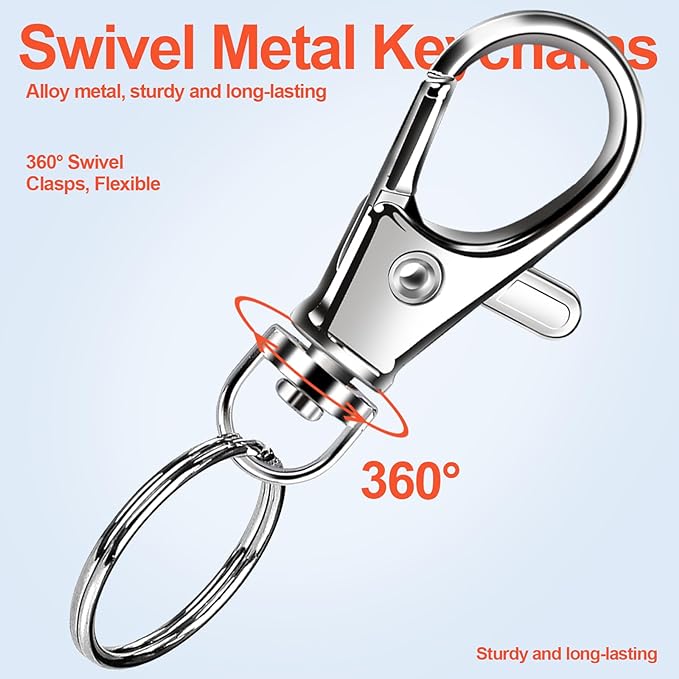 LEOBRO 70PCS Lobster Claw Clasps and Key Rings, 35PCS Keychains Clips and 35PCS Key Chain Ring, Keychain Making kit for Key Chain, Jewelry Making, Art Crafts, Silver