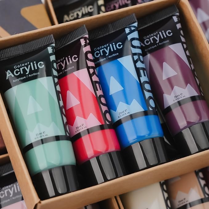 AUREUO Retro Acrylic Paint Set – 8 Vintage Colors x 0.71 Fl Oz/21ml Tubes