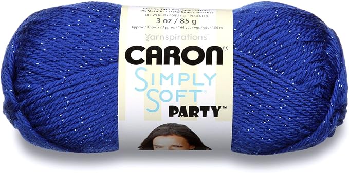 Caron Simply Soft Party Acrylic Yarn for Crocheting Soft, Royal, 3-Pack