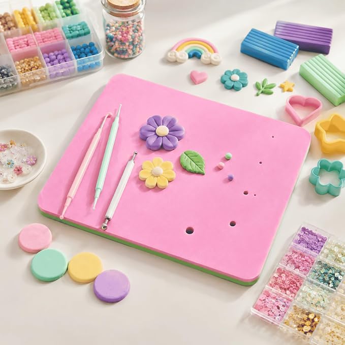 Fondant Foam Pad with 5 Holes - Silicone Mat for Cake Decorating, Rolling Pin & Clay Tools, Perfect for Fondant, Gum and Air Dry Clay Crafts