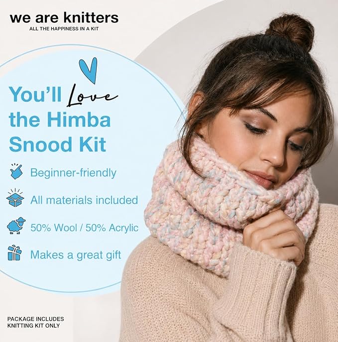 We Are Knitters Himba Snood Kit | Beginner Crochet Gift Kit | Easy Flat Knit Snood for Winter | Relaxing DIY Handmade Gift Set