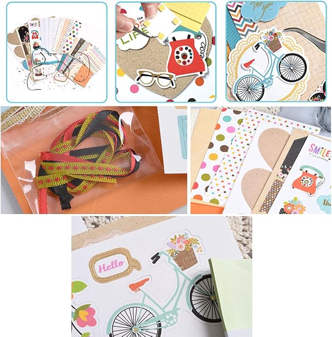 Huralona Greeting Card Making Supplier Envelope Kit Gift Anniversary Craft | Handmade DIY Card Kits 16 Cards 16 Envelopes and Dec Accessories for Birthday Thanksgiving Christmas Wedding Invitation
