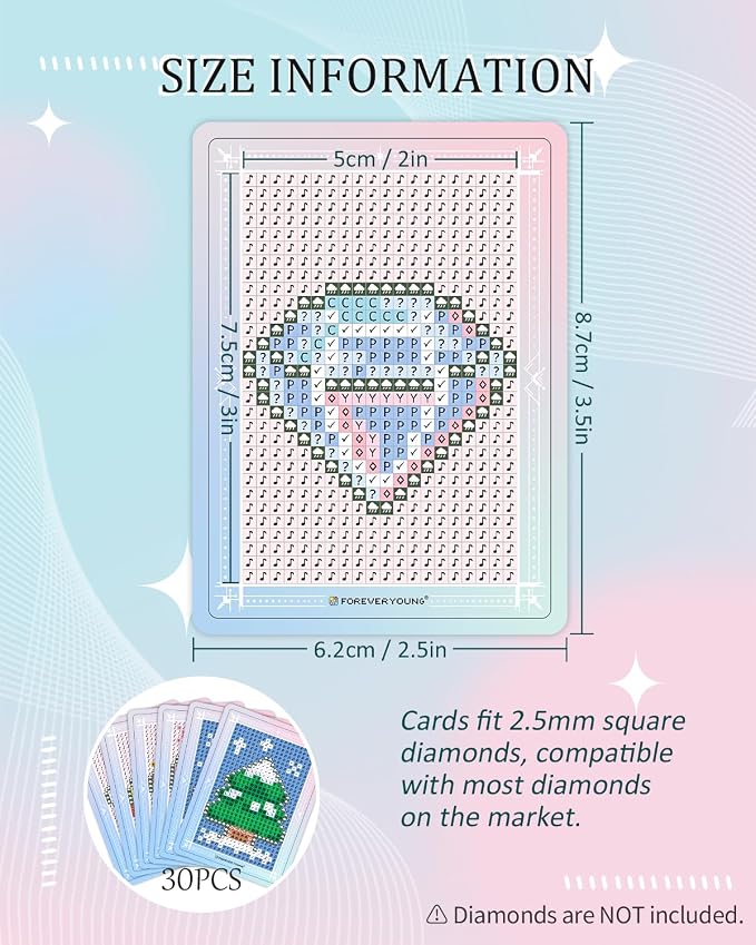 ForeverYoung Freestyle Mini Diamond Art Cards, Design B – Square, No Drills