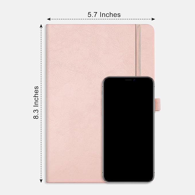 RETTACY Blank Journal Notebook, 192 Pages, A5 Medium Size (5.7'' x 8.3'') | Leather Hardcover, 100 GSM Thick Paper, for Sketching, Drawing, Painting (Rose gold)