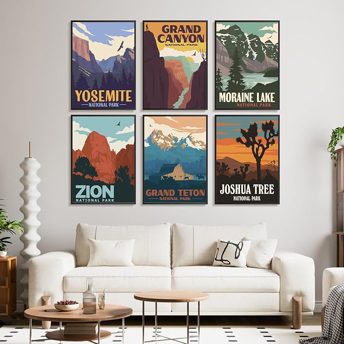 Offito 6 Pack Paint by Numbers Kit for Adults, National Park, 10x14 Inch | Acrylic Number Painting Set, DIY Canvas Art Craft Kit, Beginner Friendly, Home Wall Decor, Stress Relief Relaxing Hobby Gift